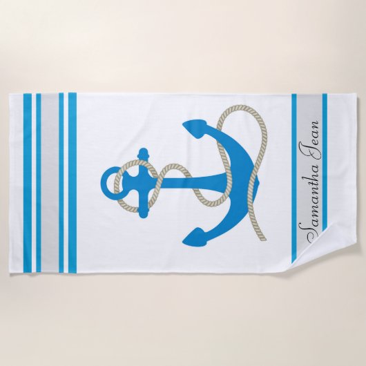 Nautical Themed Anchor Strandtuch (Vorderseite)