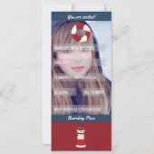 Nautical themed Birthday Party Boarding Pass Foto Einladung (Rückseite)