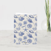 Nautical Themed Blue Seashell Blank Dankeskarte (Rückseite)