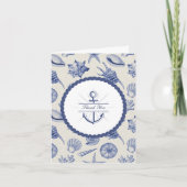 Nautical Themed Blue Seashell Blank Dankeskarte (Vorderseite)