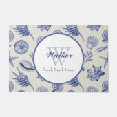 Nautical Themed Blue Seashell Custom Fußmatte (Vorderseite)