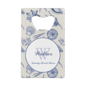 Nautical Themed Blue Seashell Custom Geldbeutel Flaschenöffner (Rückseite)