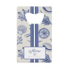 Nautical Themed Blue Seashell Custom Geldbeutel Flaschenöffner