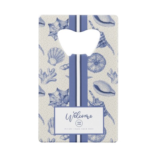 Nautical Themed Blue Seashell Custom Geldbeutel Flaschenöffner (Rückseite)