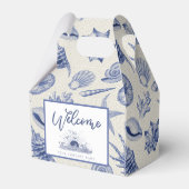 Nautical Themed Blue Seashell Custom Gevor Box Geschenkschachtel (Rückseite)