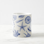 Nautical Themed Blue Seashell Custom Kaffeetasse (Mittel)
