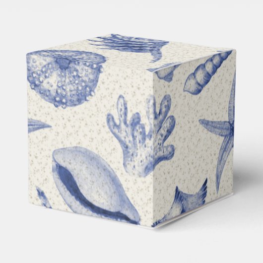 Nautical Themed Blue Seashell Geschenkschachtel (Rückseite)
