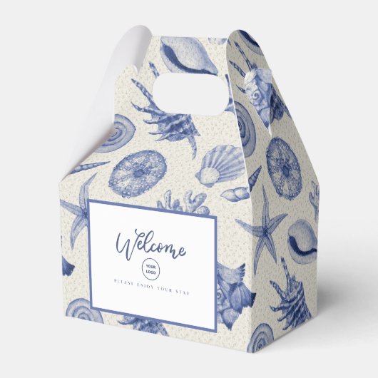 Nautical Themed Blue Seashell Geschenkschachtel (Vorderseite)