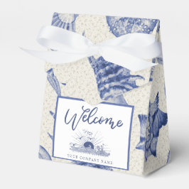 Nautical Themed Blue Seashell Ribboned Favor Box Geschenkschachtel