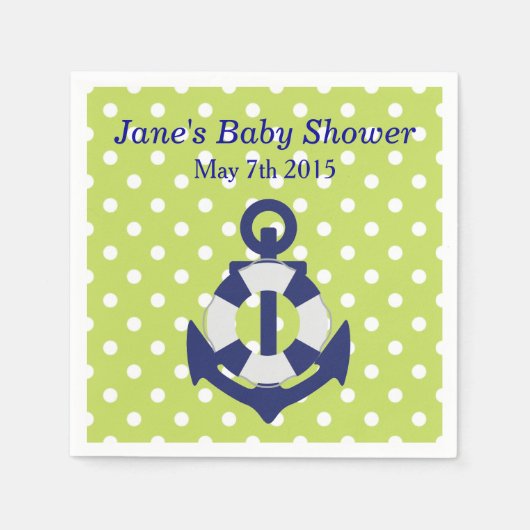Nautical Themed Boy Babydusche Napkins Serviette (Vorderseite)