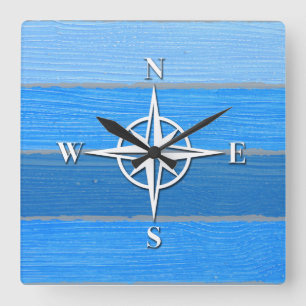 Nautical themed design quadratische wanduhr