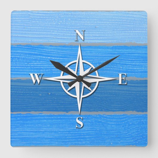 Nautical themed design quadratische wanduhr (Vorderseite)