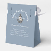 Nautical-Themed Floral Anchor Dusty Blue White Geschenkschachtel (Rückseite)