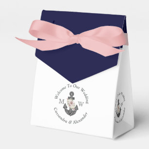 Nautical-Themed Floral Anchor Pink Navy Blau Geschenkschachtel