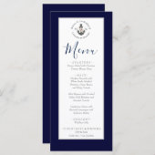 Nautical-Themed Floral Anchor White Navy Blau Menükarte (Vorne/Hinten)