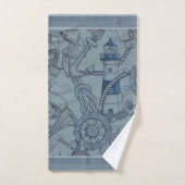 Nautical Themed Lighthouse Blue Shades Badhandtuch Set (Handtuch)