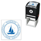 Nautical Themed Round-Rücksendeadresse für Segelbo Permastempel (Beispiel)