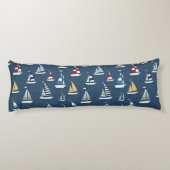 Nautical Themed, Segelboote auf Blue Seitenschläferkissen (Rückseite)