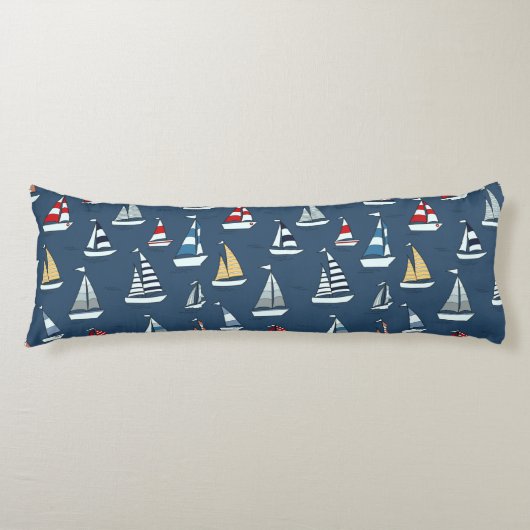 Nautical Themed, Segelboote auf Blue Seitenschläferkissen (Vorderseite)