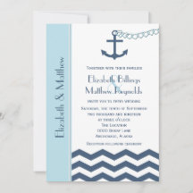 Nautical Themed Wedding Einladungen Blau
