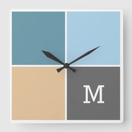 Nautical Tiles benutzerdefinierte Monogramm-Wanduh Quadratische Wanduhr