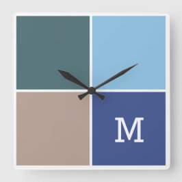 Nautical Tiles benutzerdefinierte Monogramm-Wanduh Quadratische Wanduhr