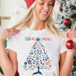 Nautical Tree Beach Küste Weihnachten T-Shirt