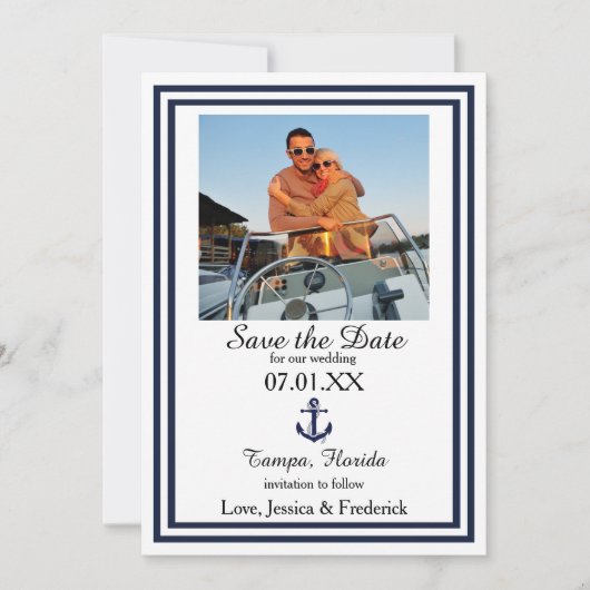 Nautical Trim für die doppelte Marine - Save the D Save The Date (Vorderseite)