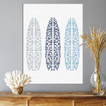 Nautical Trio Line Art Surfbretter Leinwanddruck<br><div class="desc">Dieses handgezeichnete Trio aus Surfbrettern wurde mit Line Art komponiert und ist so einfach und dennoch elegant und elegant. Die Surfbretter sehen spektakulär aus mit weißem Hintergrund oder einer anderen ergänzenden Farbe. Sie können dieses Design mit einem Namen oder einem Datum personalisieren oder verlassen werden, wie es ist. Ideal für...</div>