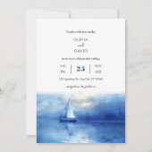 Nautical Twilight Sailboat Blue Sky Beach Hochzeit Einladung (Vorderseite)