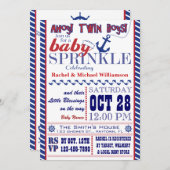 Nautical Twin Baby Boy Sprinkle Einladung (Vorne/Hinten)