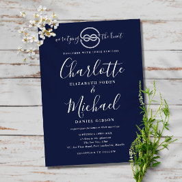 Nautical Tying The Knot Navy Blue Script Hochzeit Einladung