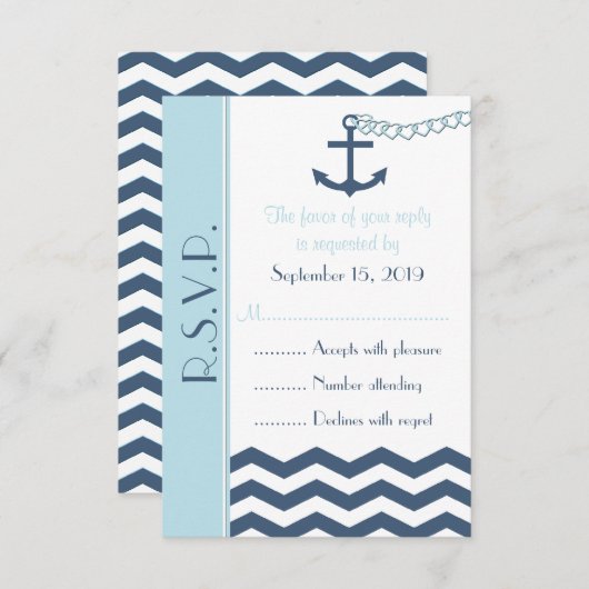 Nautical UAWG Wedding Invitation Card RSVP Karte (Vorne/Hinten)