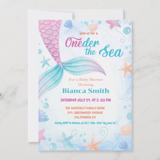 Nautical Under Sea Baby Shower Einladung (Vorderseite)