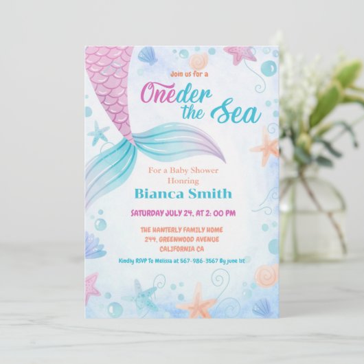 Nautical Under Sea Baby Shower Einladung (Stehend Vorderseite)