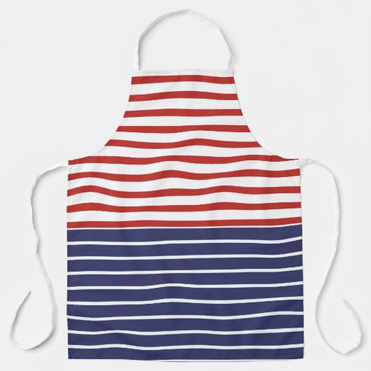 Nautical Vibes Blue Red White Striping Schürze (Vorderseite)