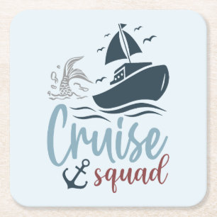 Nautical Vibes Cruise Squad Rechteckiger Pappuntersetzer