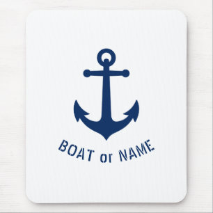 Nautical Vintag Anchor Your Boat oder Name Blue Mousepad