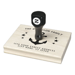 Nautical Vintag Boat Anchor Stars Name Anschrift Gummistempel