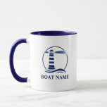 Nautical Vintag Lighthouse & Ihr Boot oder Name Tasse<br><div class="desc">Nautical Vintag Lighthouse mit Ihrem personalisierten Bootsnamen Coffee Tasse.</div>
