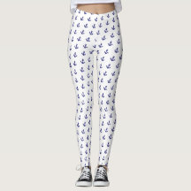 Nautical Vintag Navy Blue Anker Muster Leggin