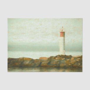 Nautical Vintag Red Green Lighthouse Kunst Seidenpapier