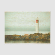 Nautical Vintag Red Green Lighthouse Kunst
