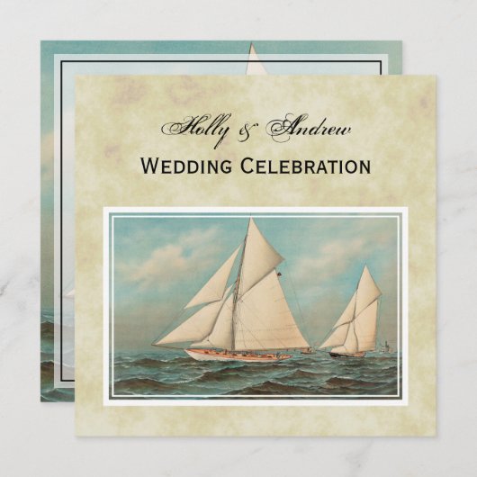 Nautical Vintag Yachten Racing #1 Einladung (Vorne/Hinten)