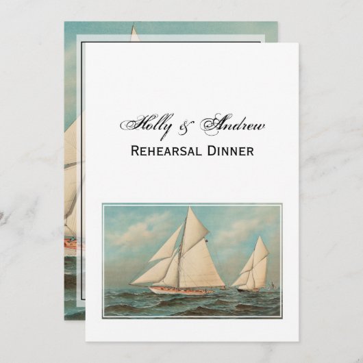 Nautical Vintag Yachten Racing #1 Probe Dinner Einladung (Vorne/Hinten)