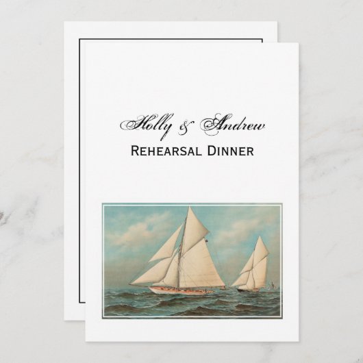 Nautical Vintag Yachten Racing #1 Probe Dinner Einladung (Vorne/Hinten)