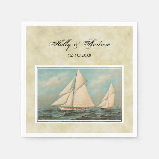 Nautical Vintag Yachten Racing #1 TS Background Serviette (Vorderseite)