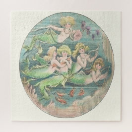 Nautical Vintage Fantasy Mermaids Cameo Puzzle
