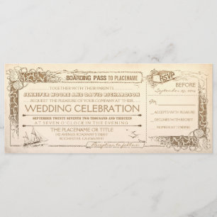 Nautical Vintage Wedding Einladung Boarding Pass