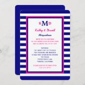 Nautical Vow Renewal Einladung Marine und Pink (Vorne/Hinten)